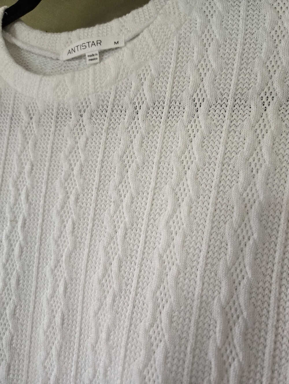 Antistar | White Cropped Cable Knit Boxy Sweater, Size M - Picture 4 of 11